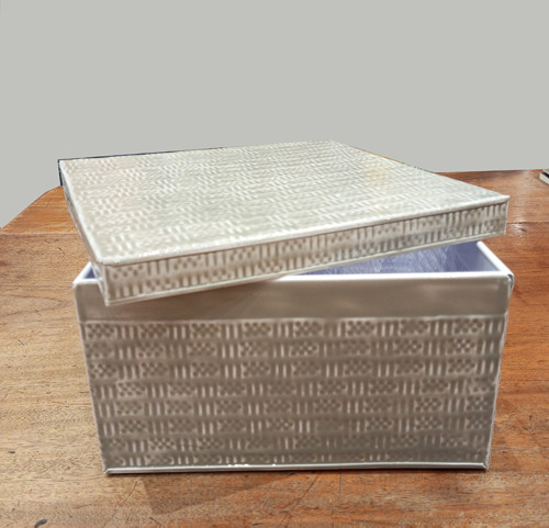 Grey metal box - Boite en tole 24x24cm H.13